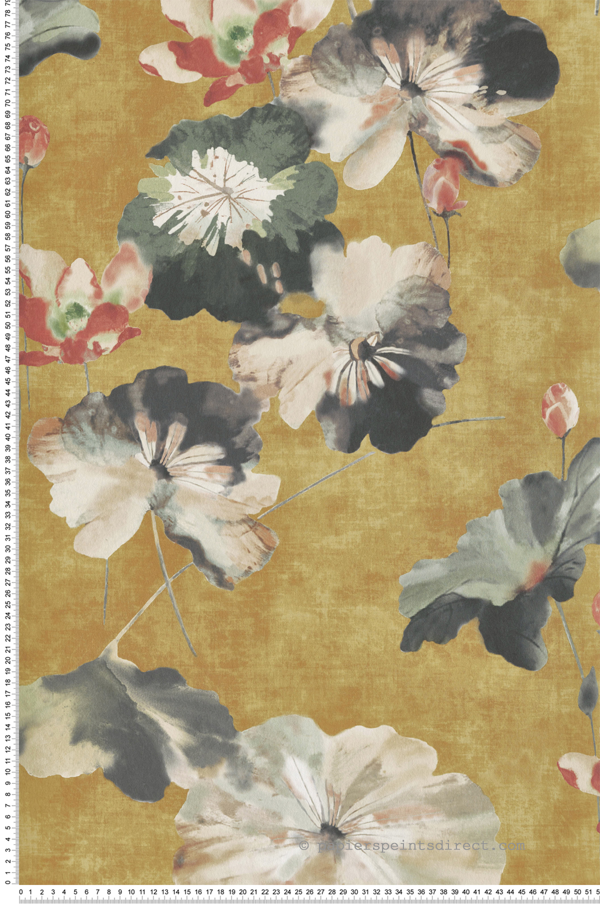 Papier peint Fleur Nymphéa ocre - Willow d'Initiales | Réf. INI-00814305