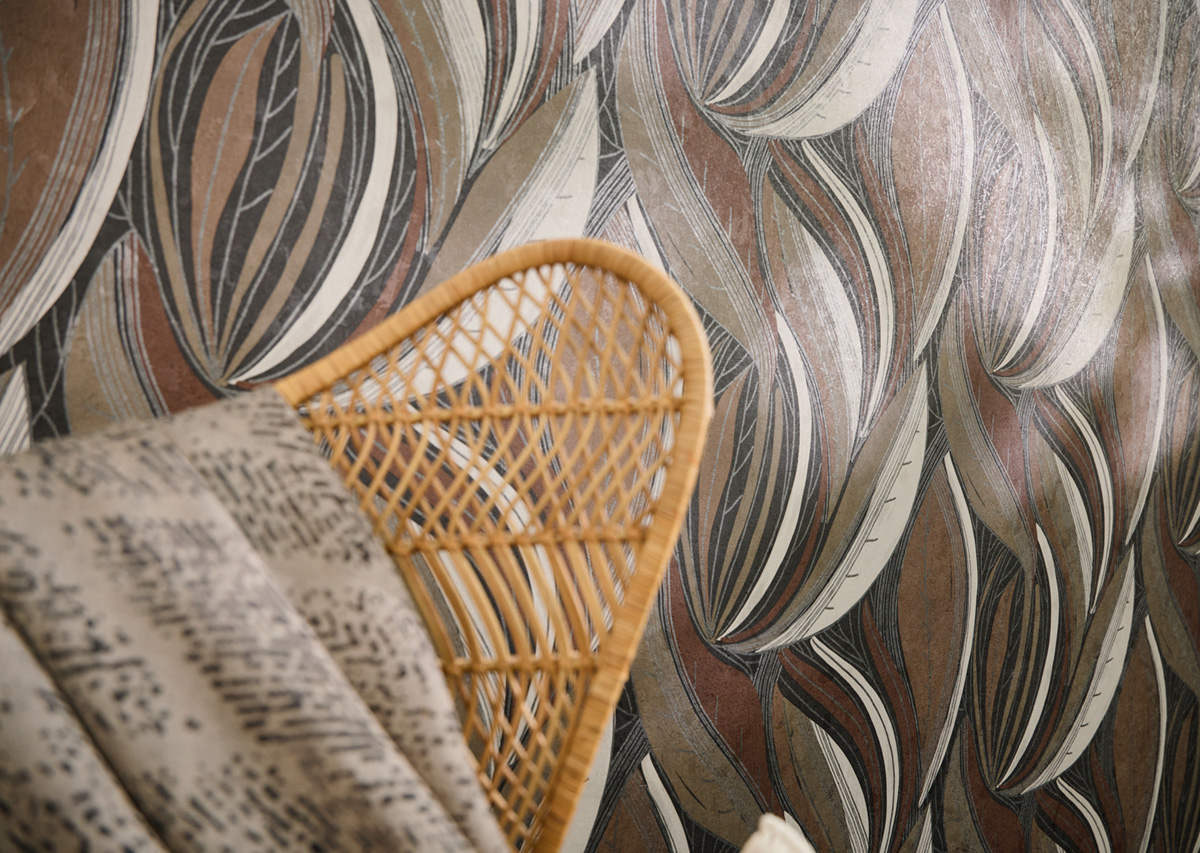 Papier peint Feuille Vague marron argenté - Metropolitan Stories 4 Hot Spots d'A.S. Création AMB1| Réf. AS-786553