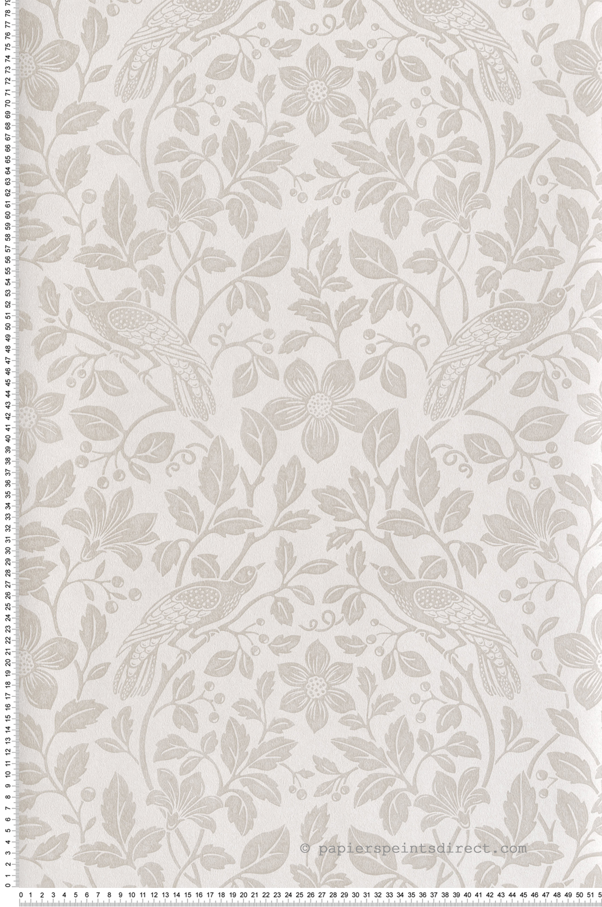 Papier peint Oiseau Floral Marlow grège - Beaux Arts de Lutèce | Réf. LTC-M1815