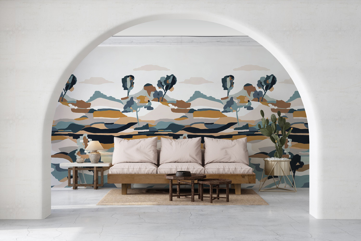 Papier peint panoramique Paysage Abstrait Le Bassin bleu - L'Ile aux Oiseaux de Casamance | Réf. CAS-75933670