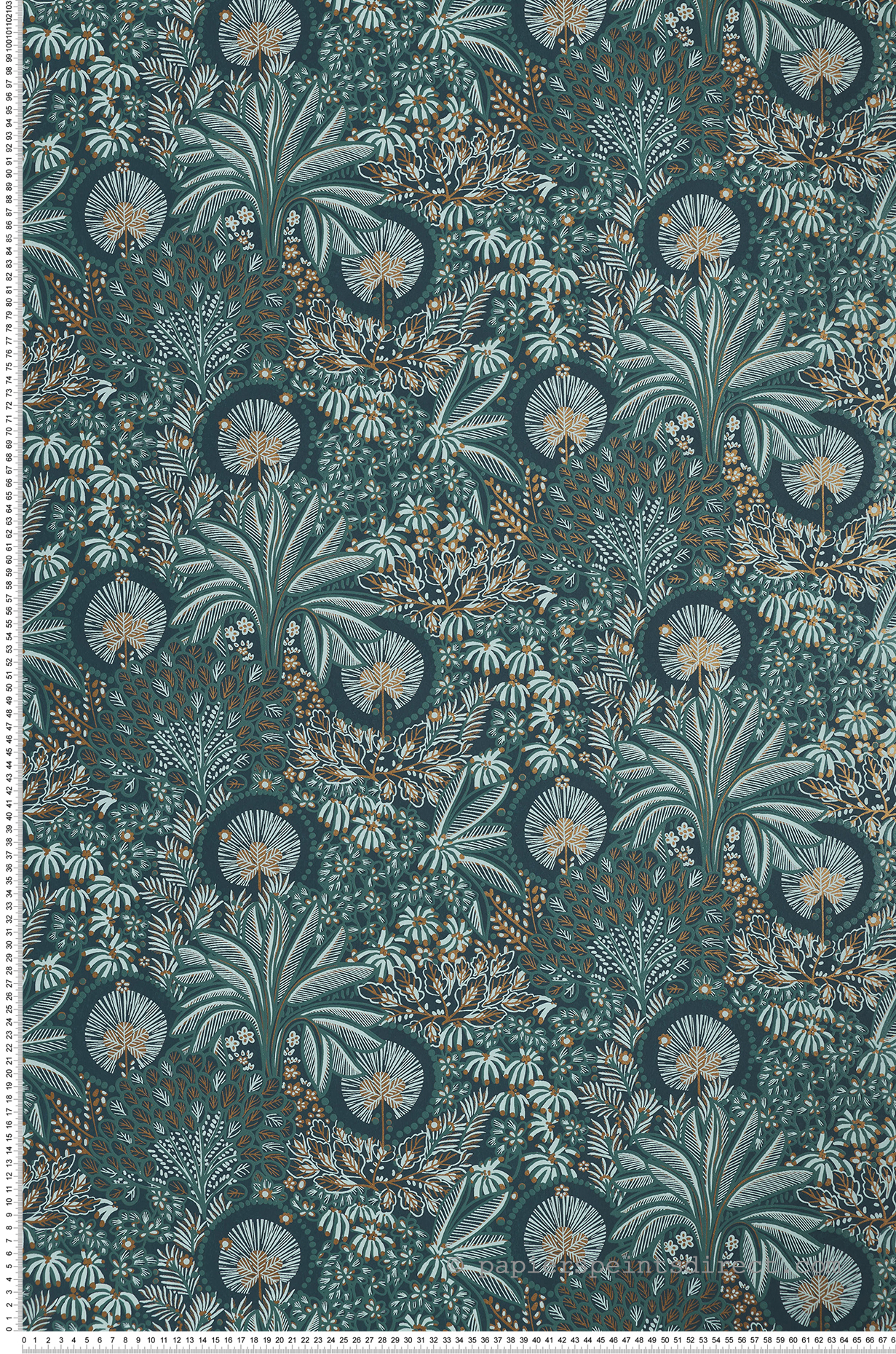 Papier peint Feuillage Persée bleu canard - Nuit d'Orient de Casamance | Réf. CAS-75391120