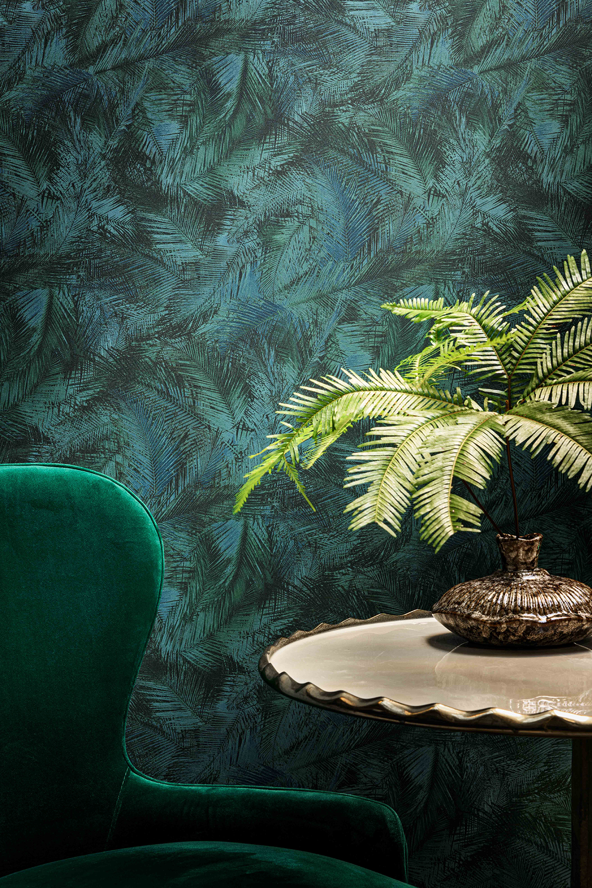 Papier peint Palme Oasis vert paon - Explore de Lutèce | LTC-EXP563