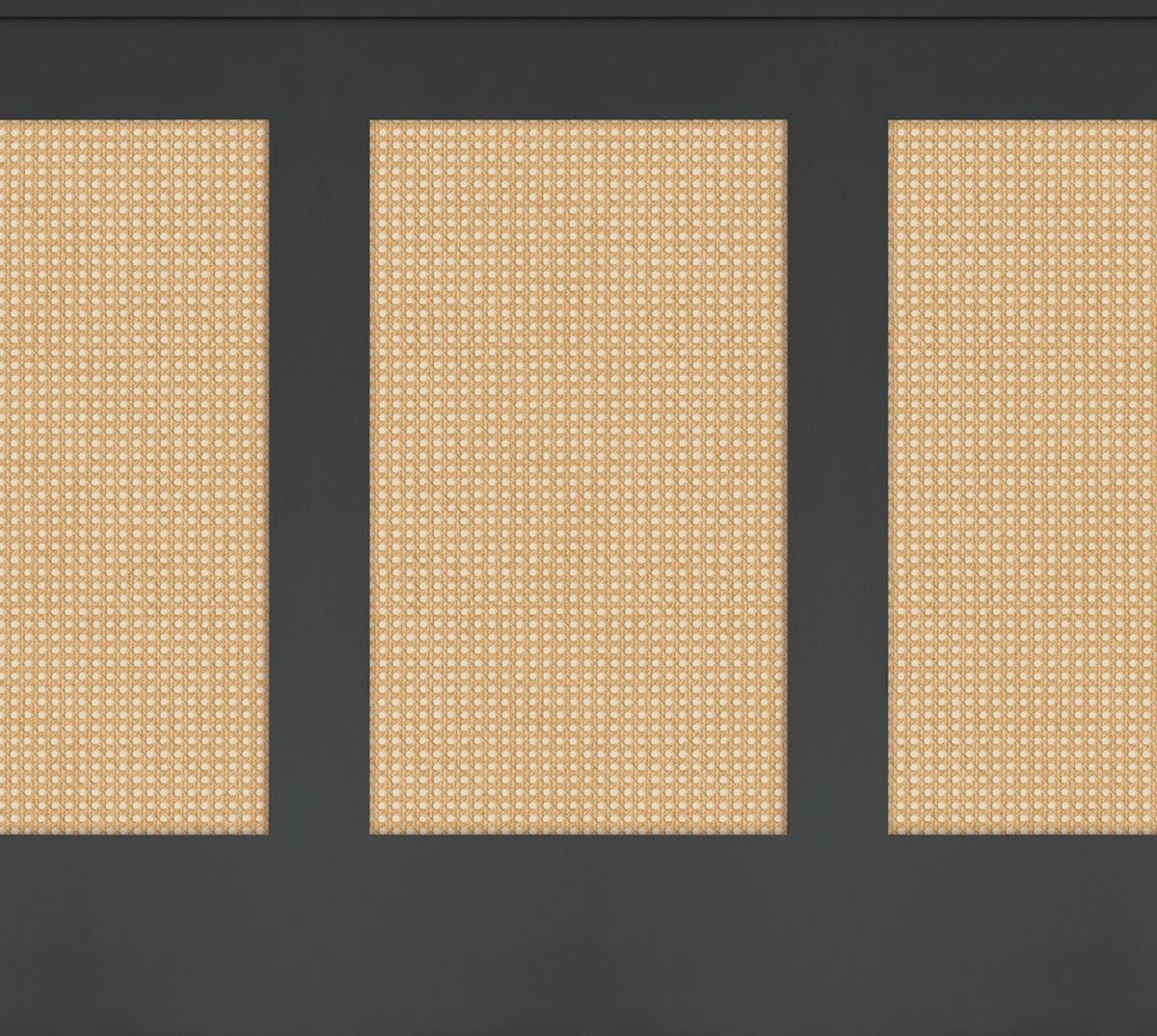 Papier peint Soubassement Cannage en Rotin M anthracite - Reliefs de Casélio | Réf. RLF106399090