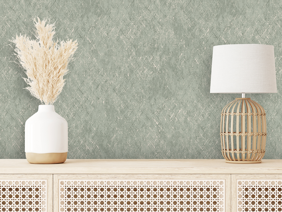 Papier Peint Faux Uni Python vert céladon - Nomade d'Ugépa | Réf. UGP-M33404