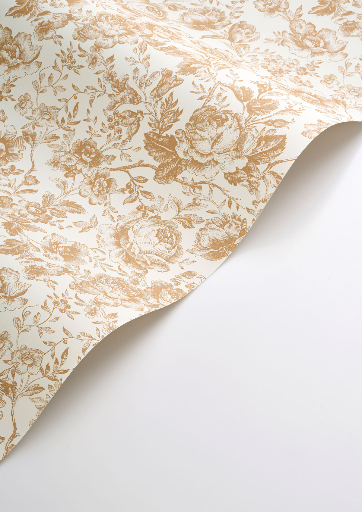 Papier peint Fleuri Celestine beige mordoré - Les Belles Toiles De Jouy 2 de Casadéco VAGUE | Réf. BTJD201721331