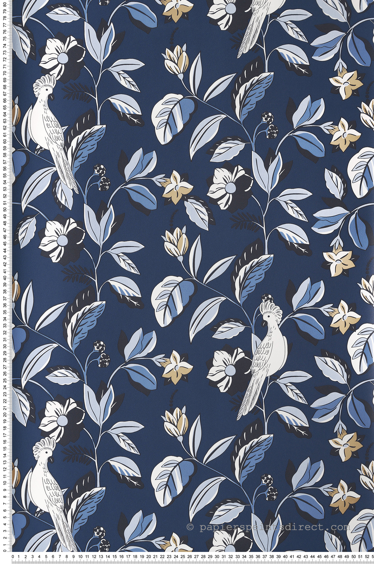 Papier peint Feuillage et Oiseau bleu nuit - Only Blue de Casélio | Réf. ONB102626220