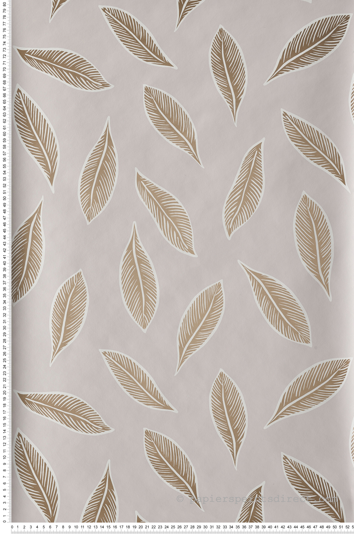 Papier peint feuilles Gabon grège/doré - L'odyssée de Casélio | Réf. OYS101441109