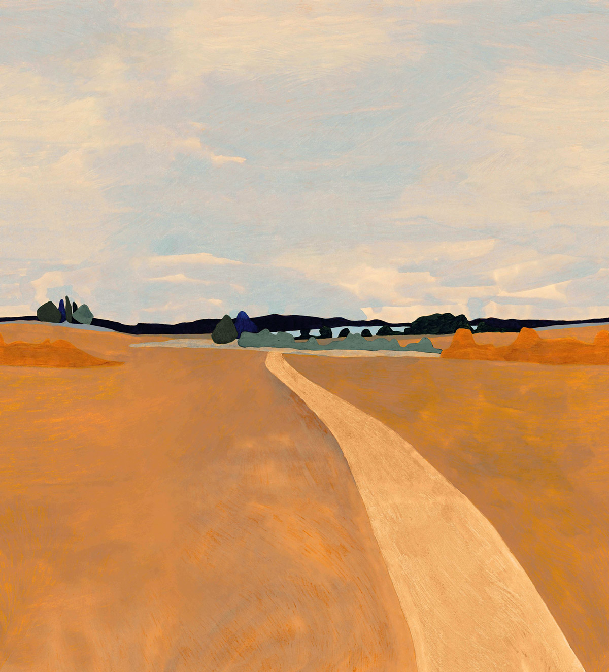 Papier peint panoramique Paysage Moisson terre de sienne - Panoramas 3 de Casamance | Réf. CAS-76442140