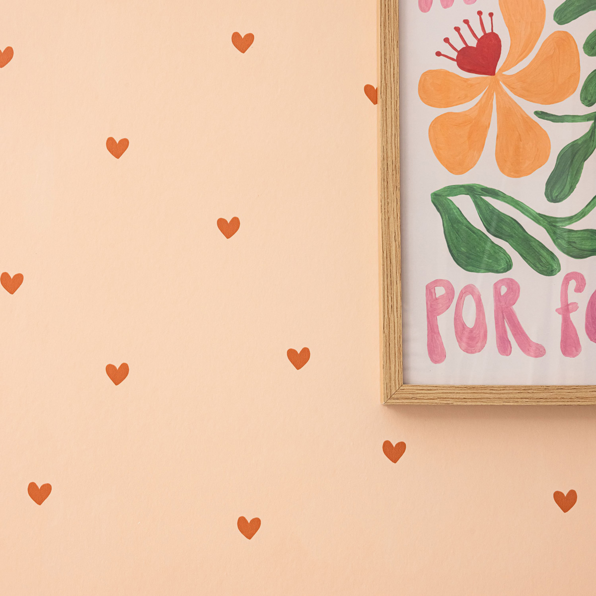 Papier peint Scandinave Sweet Hearts rouge rose - Happy Kids Club de Casélio | Réf. HKC107604850