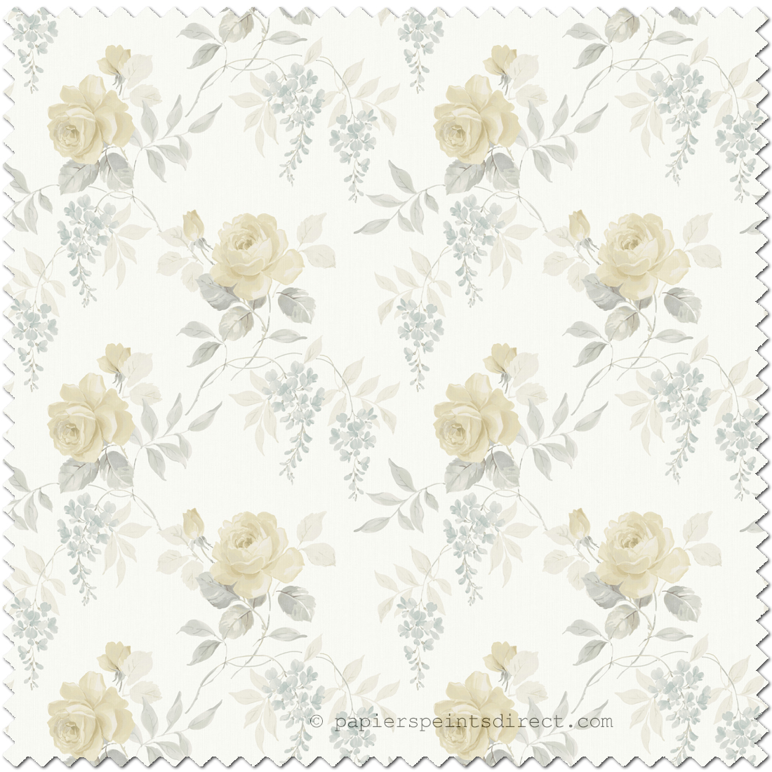 Tissu Rameau Florale Charmaine jaune pâle - Alice et Rose de Lutèce | Réf. LTC-VI83903F