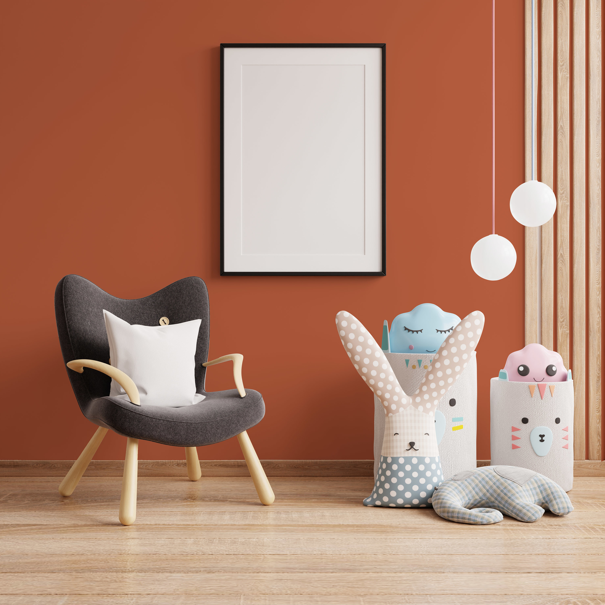 Photo numéro 2 d'une pièce avec un mur peint avec la peinture  Puro rouge, orange dusty orange - c9006