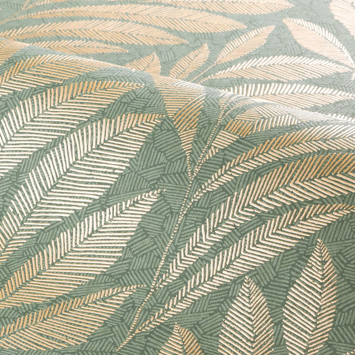 Papier peint Feuillage Tropical Gustav vert de gris doré - Isadora de Casamance | Réf. CAS-A74772752
