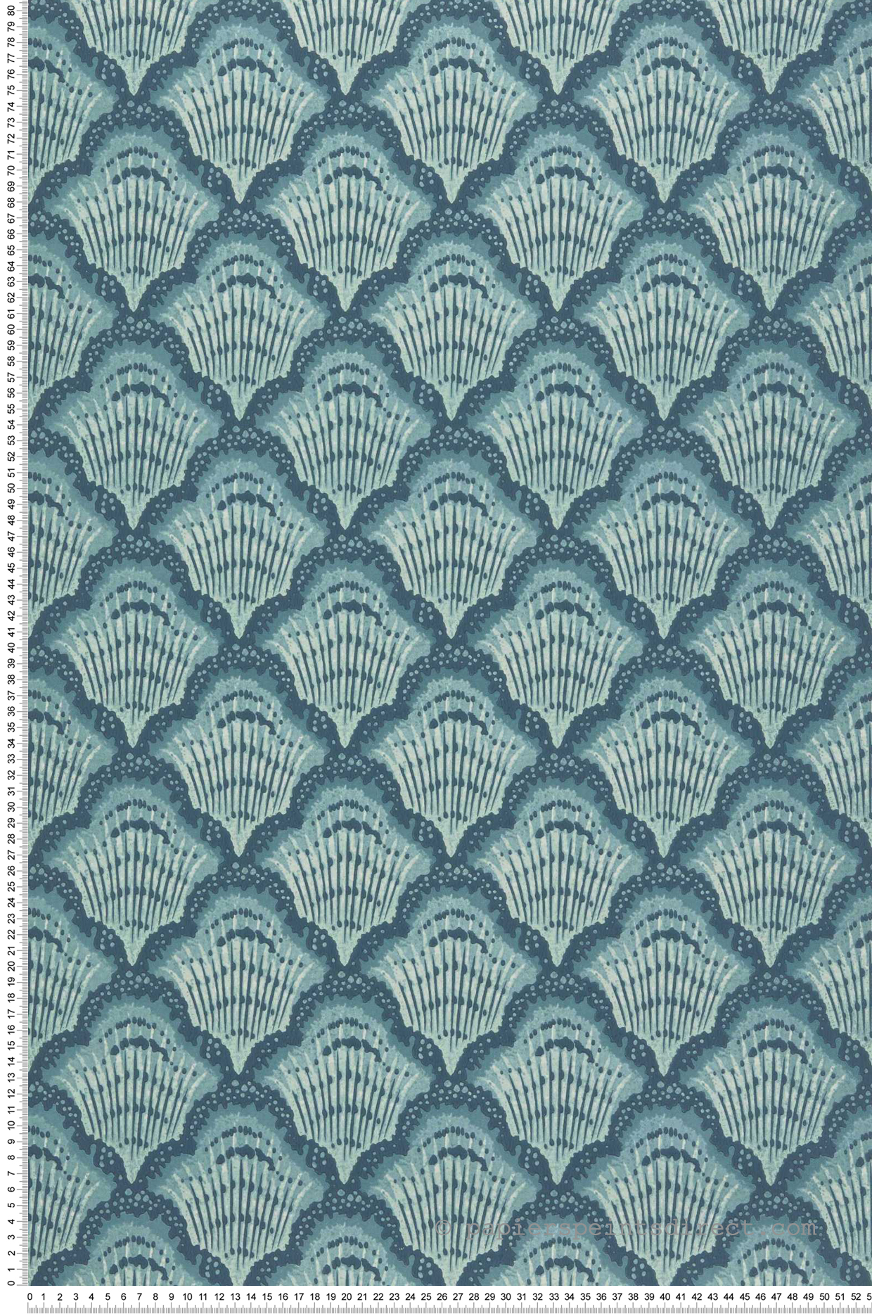 Papier peint Marin Calico Shell turquoise - V&A Decorative Papers II d'Initiales | Réf. INI-2412-179-03