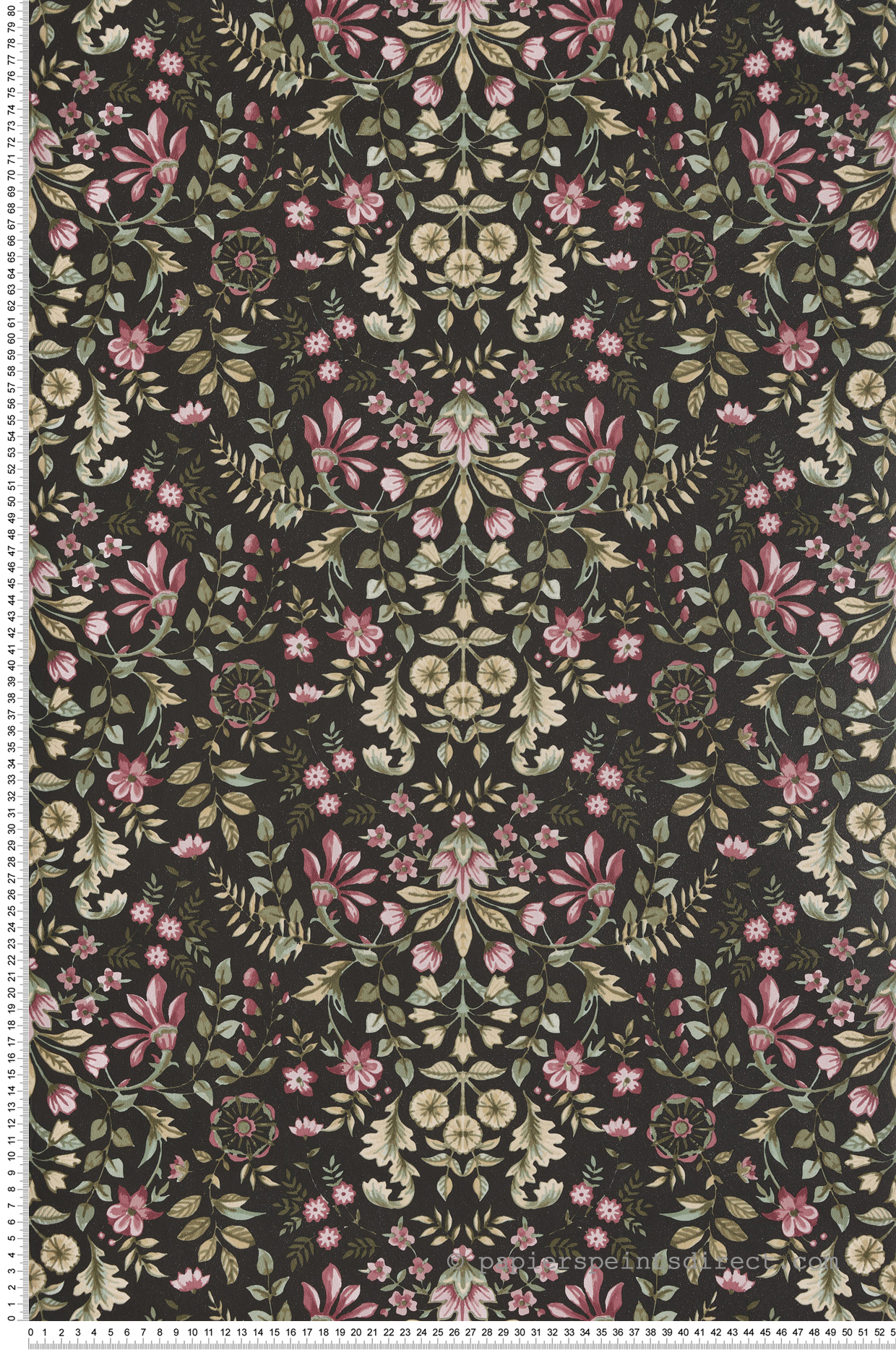 Papier peint Médaillon Fleuri noir violet - My Little Cottage de Montecolino | Réf. MC-M12329