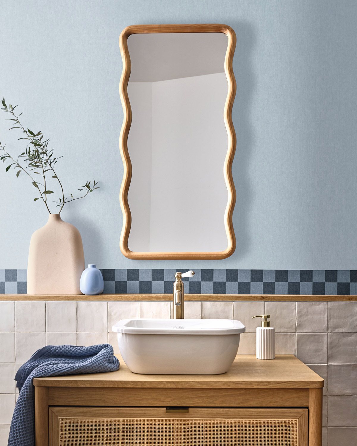 Frise Damier Checks Border bleu jean - Line Up de Casélio | Réf. LNP106796060