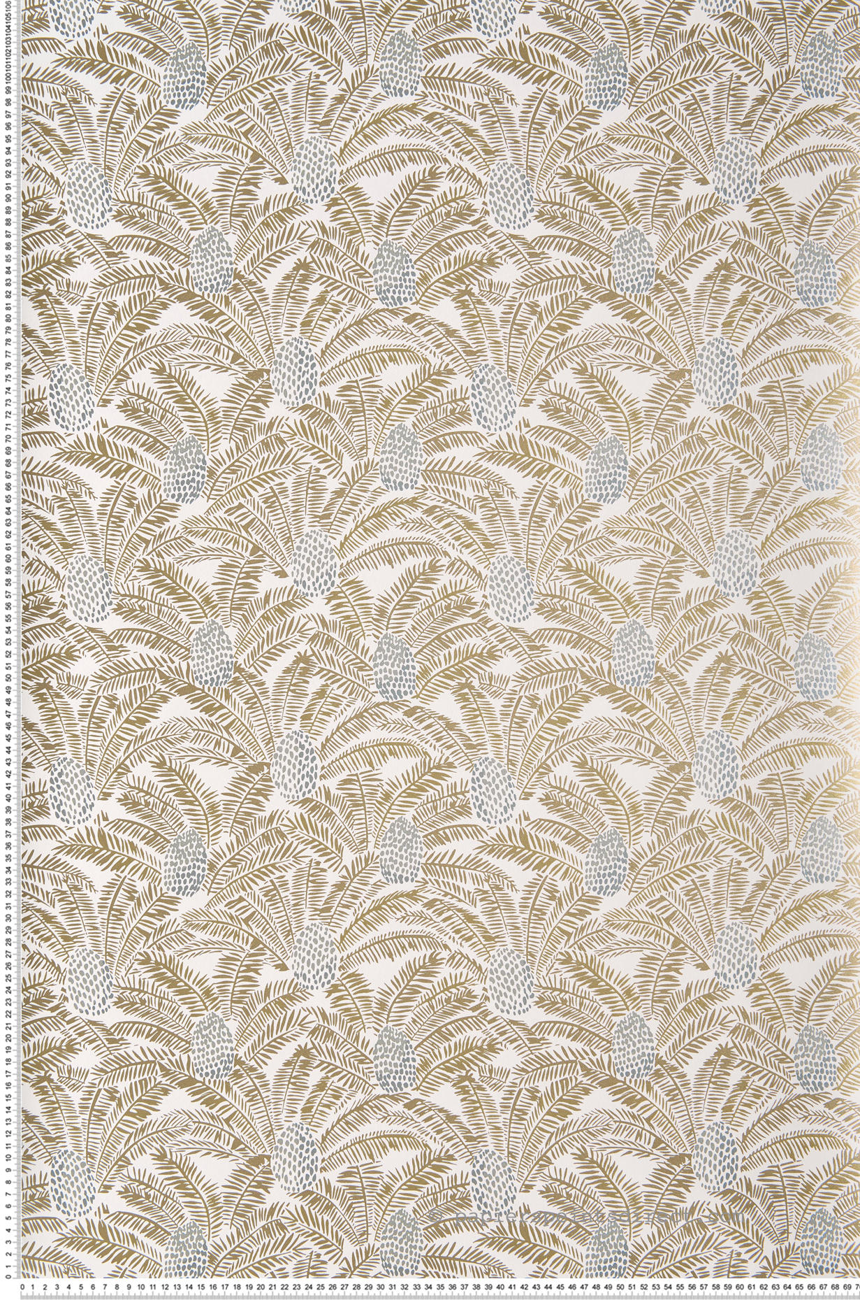 Papier peint Palmeta Métallisé argenté et doré - Orphée de Casamance | Réf. CAS-74742044