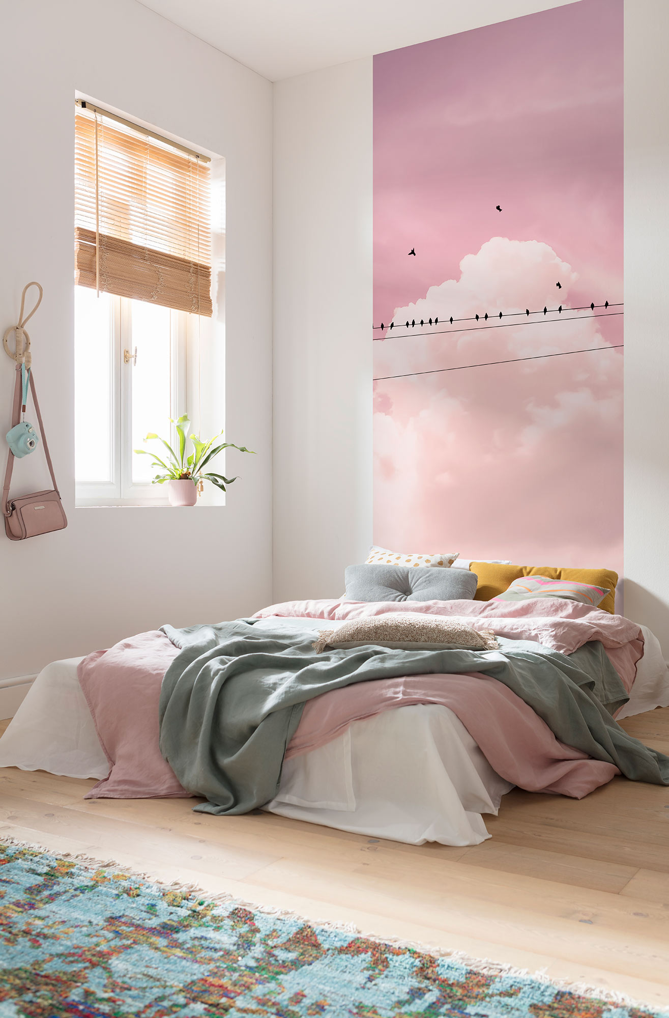 Papier peint ciel rose Cloud Wire - Papier peint lé unique Komar