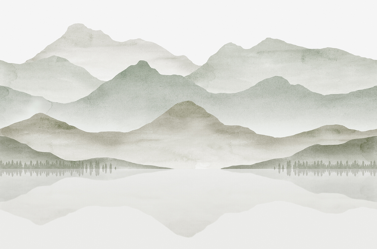 Papier peint panoramique Montagne Fog gris - Panorama 2 de Lutèce | Réf. LTC-PAN1751C