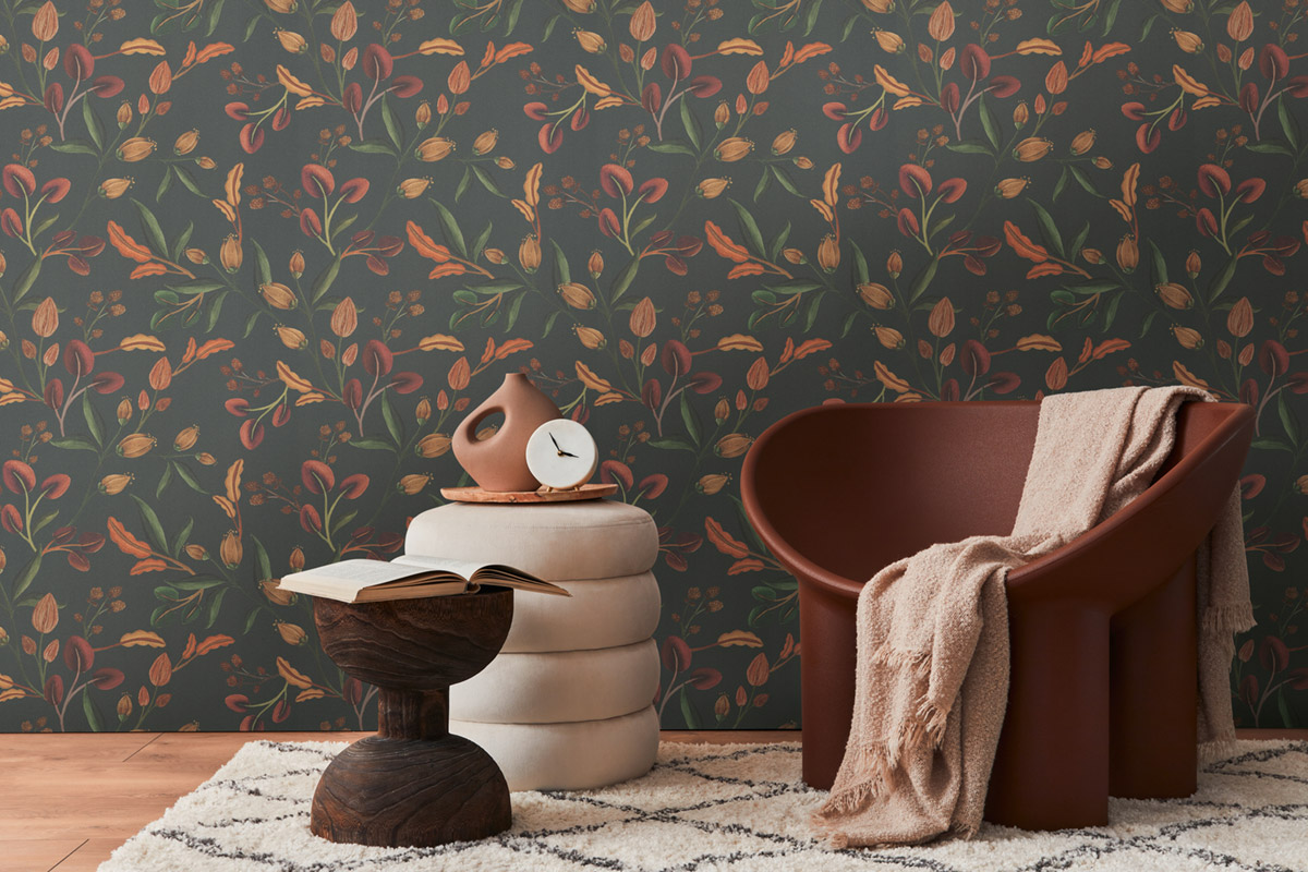 Papier peint Végétaux Originaux vert sombre - Anna D'Andrea d'A.S. Création | Réf. AS-782112