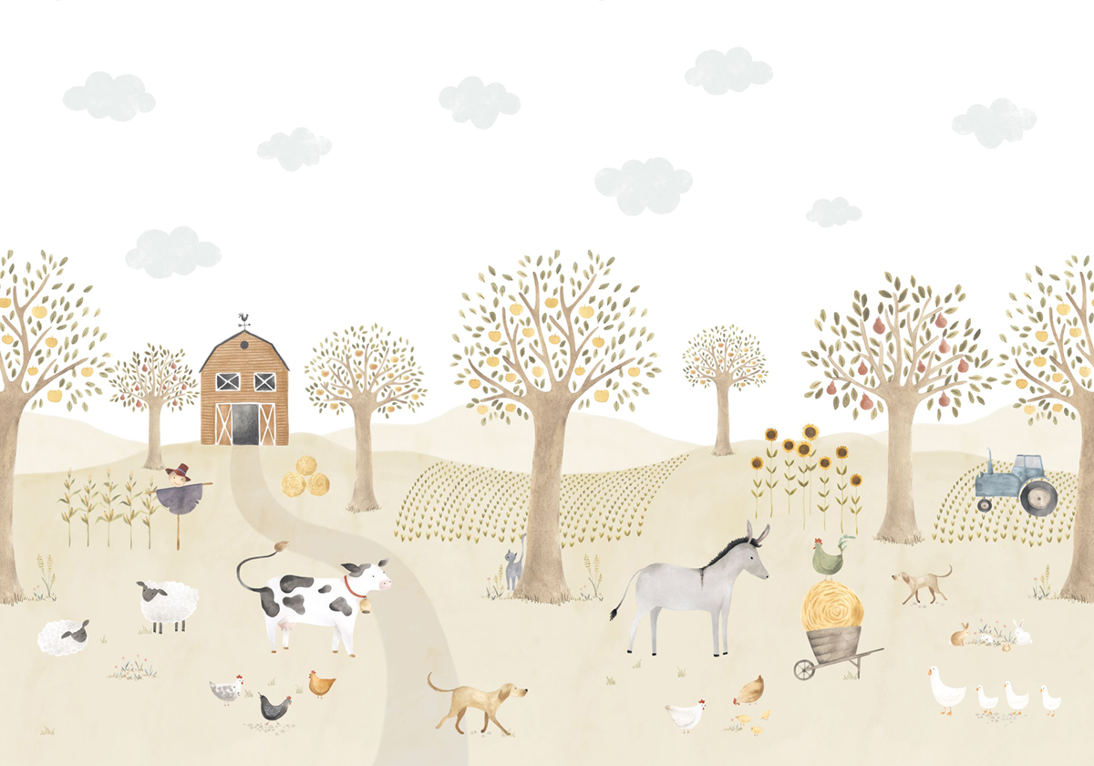 Papier peint panoramique Animaux de la Ferme Full M 400x280 - Once Upon A Time de Casadéco | Réf. OUAT88567711