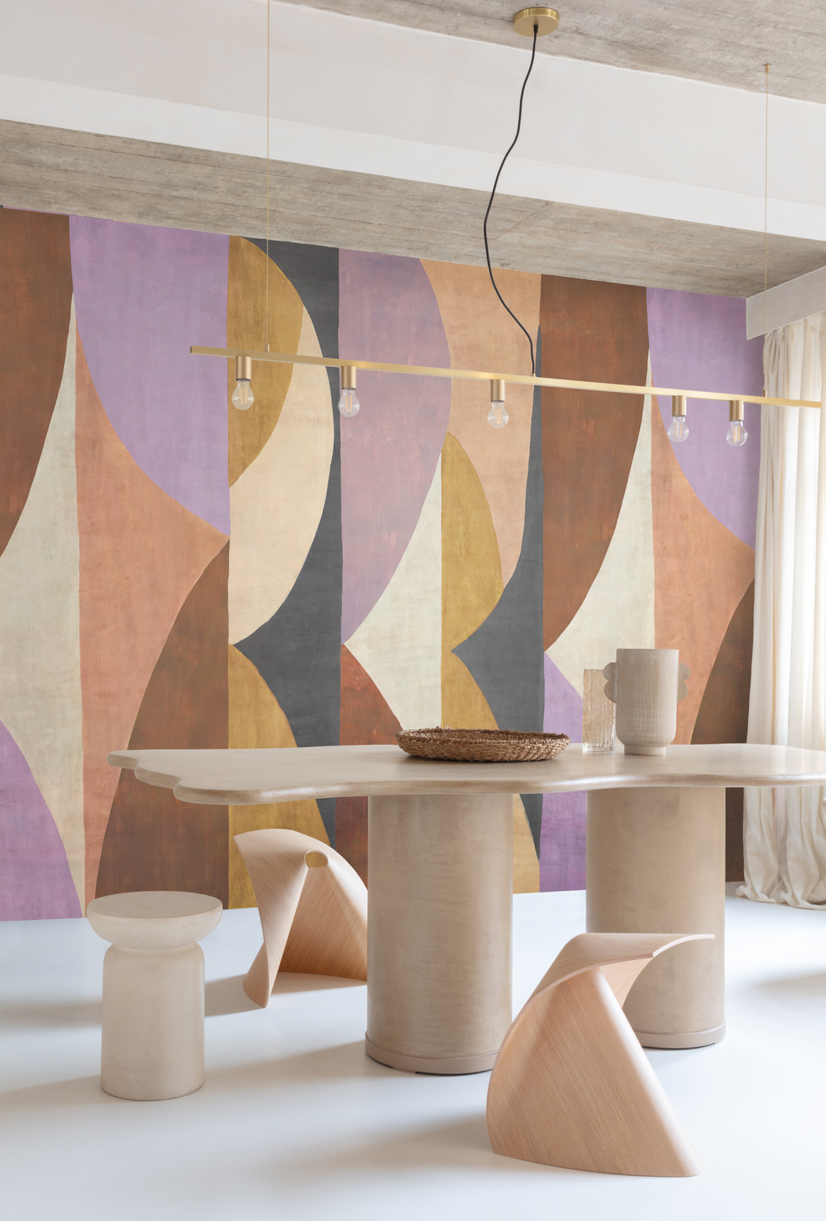 Papier peint panoramique Fresque Arrondie Luana mauve - A H260 - Amani de Masureel AMB3| Réf. MAS-DGAMA3041-260