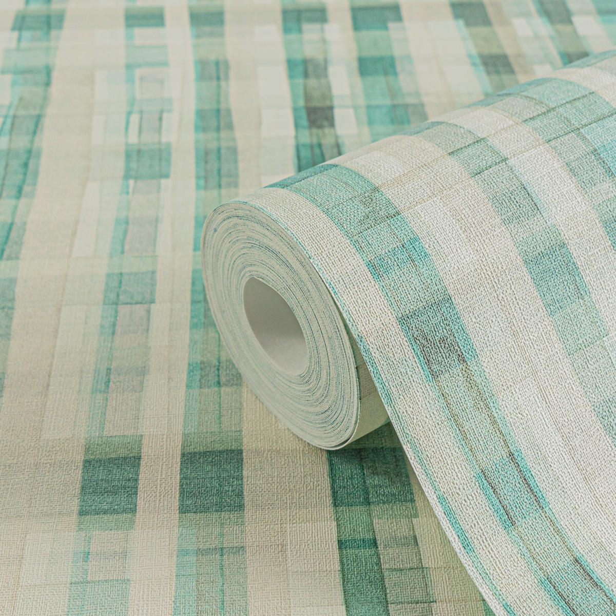 Papier peint Tartan Écossais vert turquoise - Anna D'Andrea d'A.S. Création AMB4| Réf. AS-782243