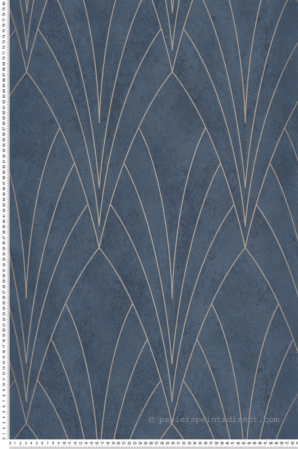 Papier Peint Grand Motif Art Déco bleu doré - Elégance d'Ugépa | Réf. UGP-L85601