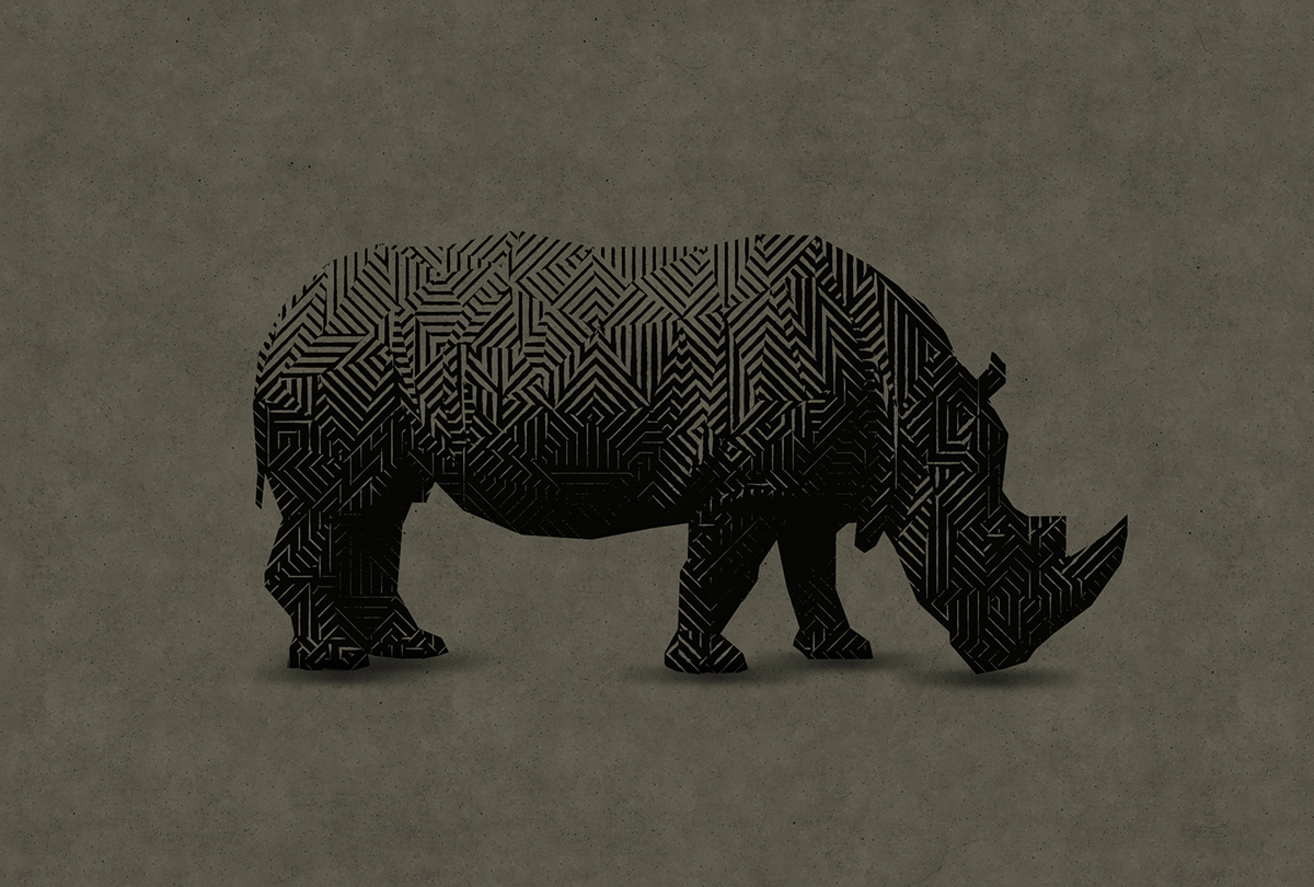Papier peint panoramique Rhinocéros Rhino 1  - Référence DD110501 - Intissé 200g/m2 - Standard 400 x 270