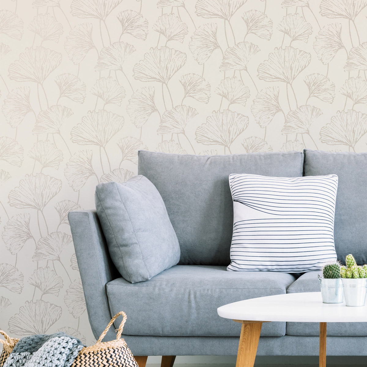 Papier peint adhésif Feuille Ginkgo argenté - Les Adhésifs de Lutèce AMB2| Réf. LTC-NUS3578