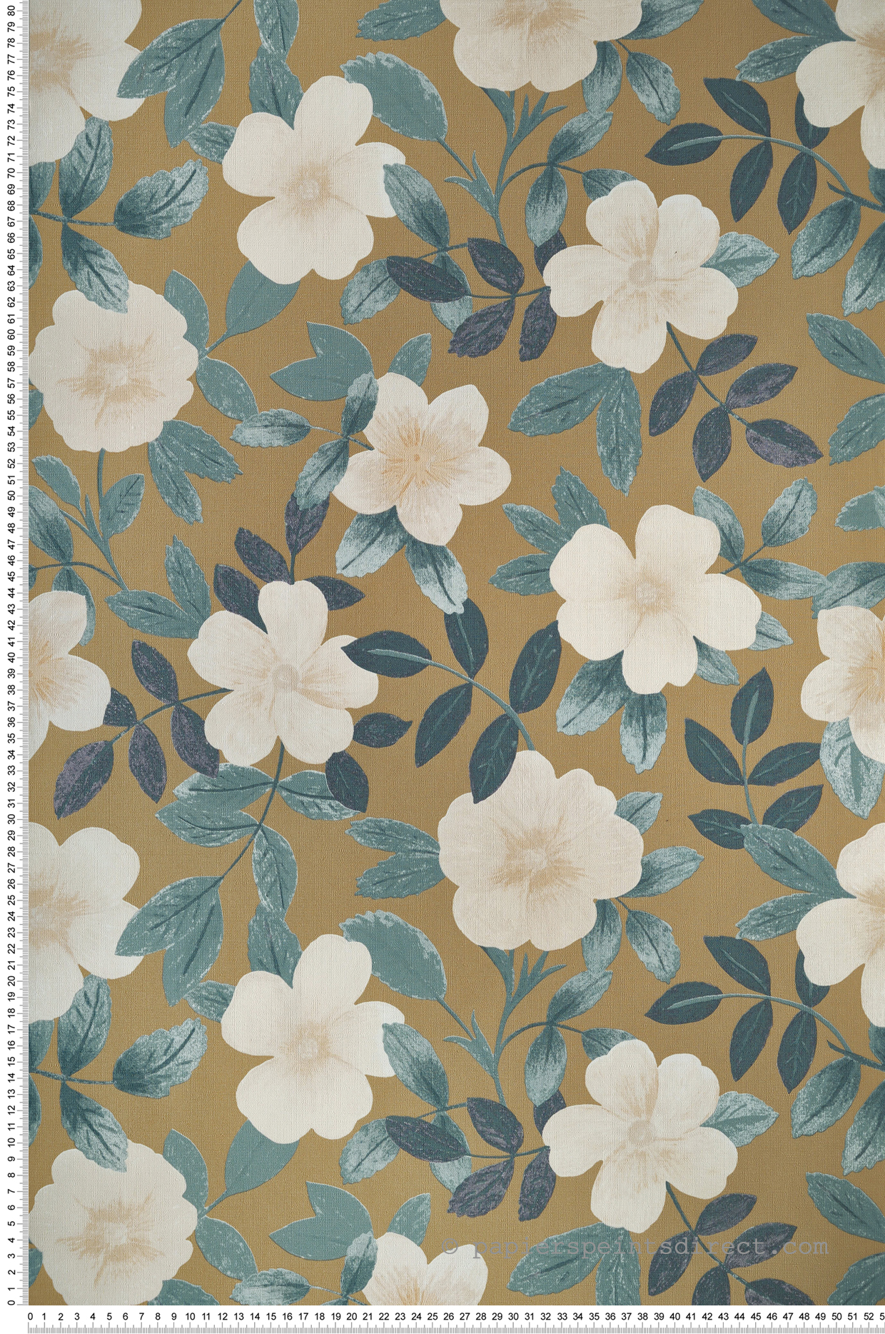 Papier peint Fleurs Gaia vert opaline curry - Danae de Casélio | Réf. DAE103627124