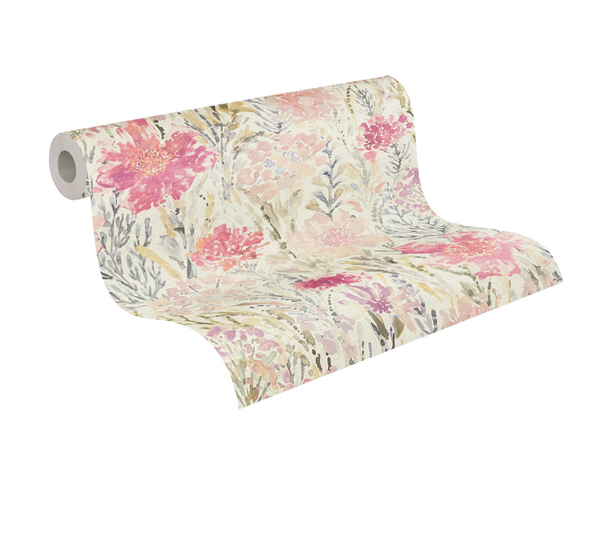 Papier peint Charme Fleuri Impressionniste rose pastel - Aquarell Dreams d'A.S. Création AMB3| Réf. AS-396952