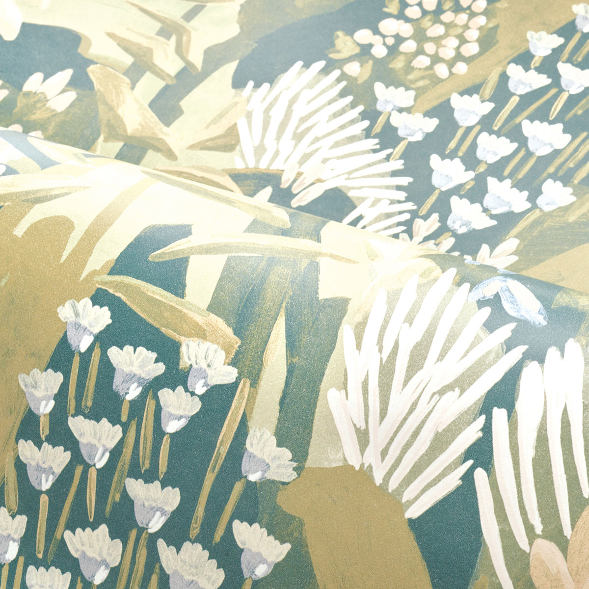 Papier peint Jardin Fleuri Erica vert sauge bleu - Jardin Félicia de Casamance AMB3| Réf. CAS-76570100