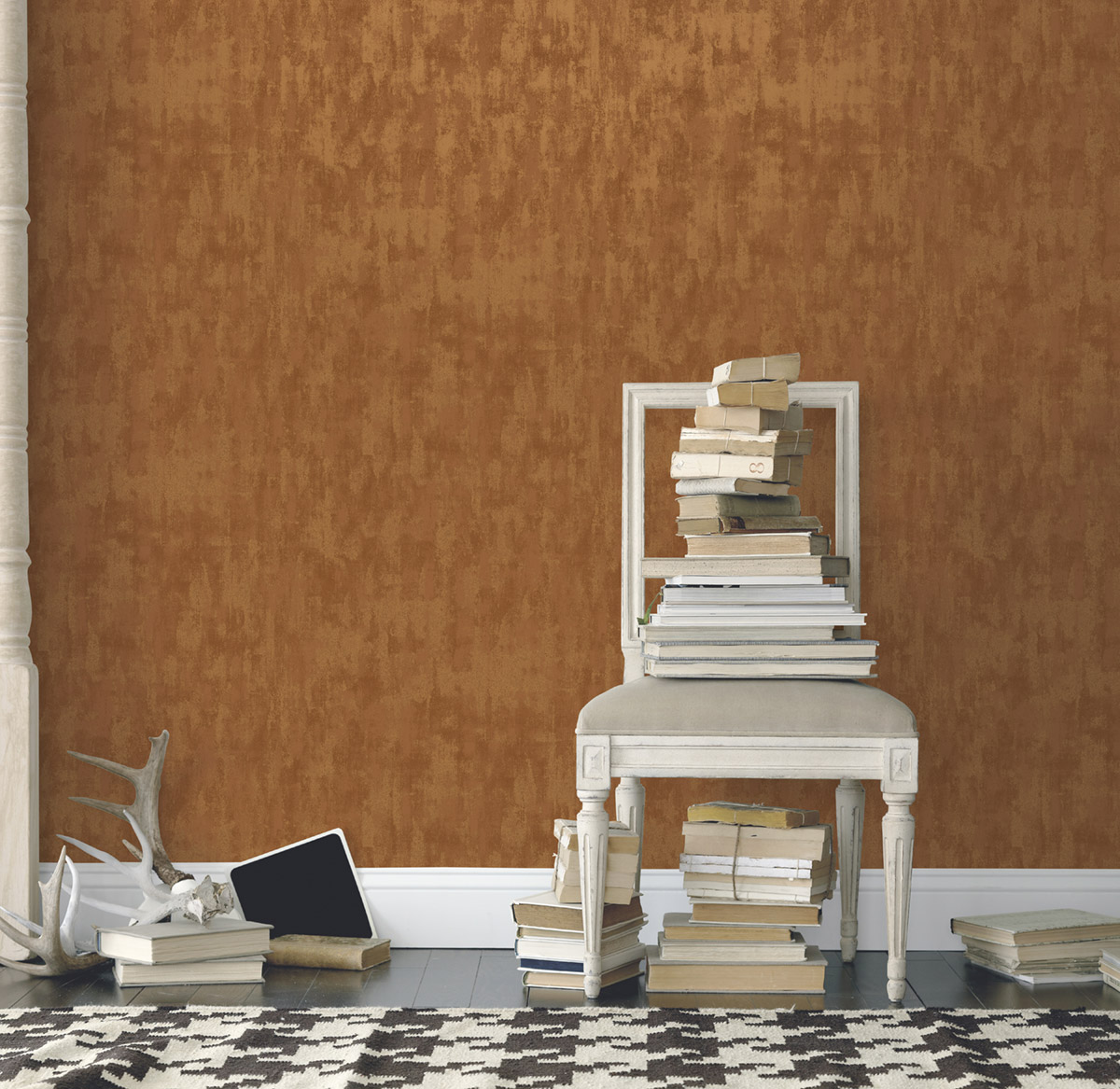 Papier peint Mur Enduit orange cuivré - Unique de Lutèce | Réf. LTC-F-VE5005