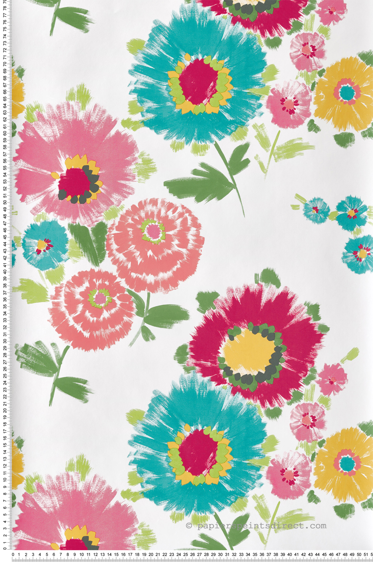 Papier peint Fleur Dahlia rose bleu corail - Happy de Lutèce | Réf. LTC-FD26326