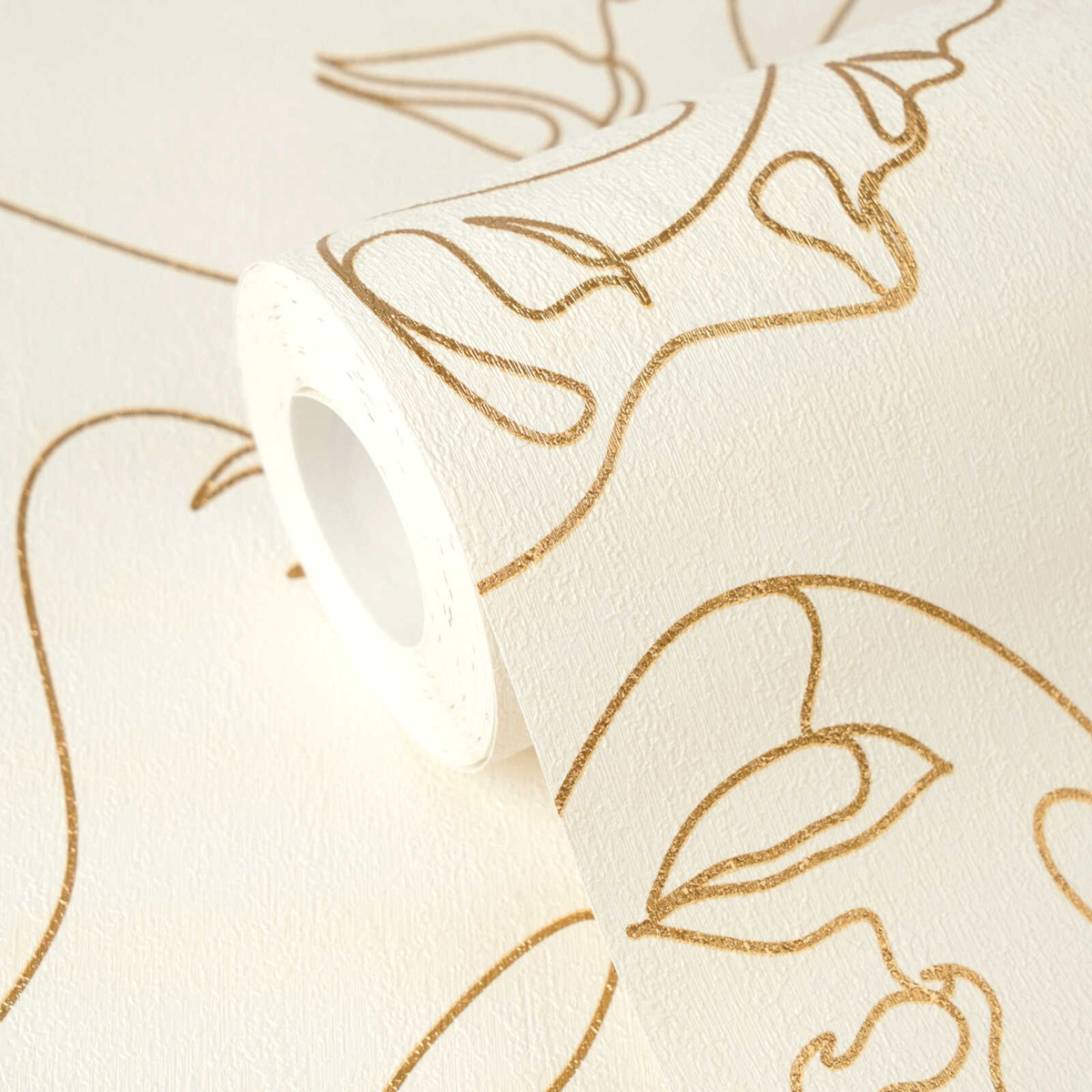 Papier peint Visages One Line Art doré blanc - Pintwalls 3 d'A.S. Création ZOOM | Réf. AS-791722