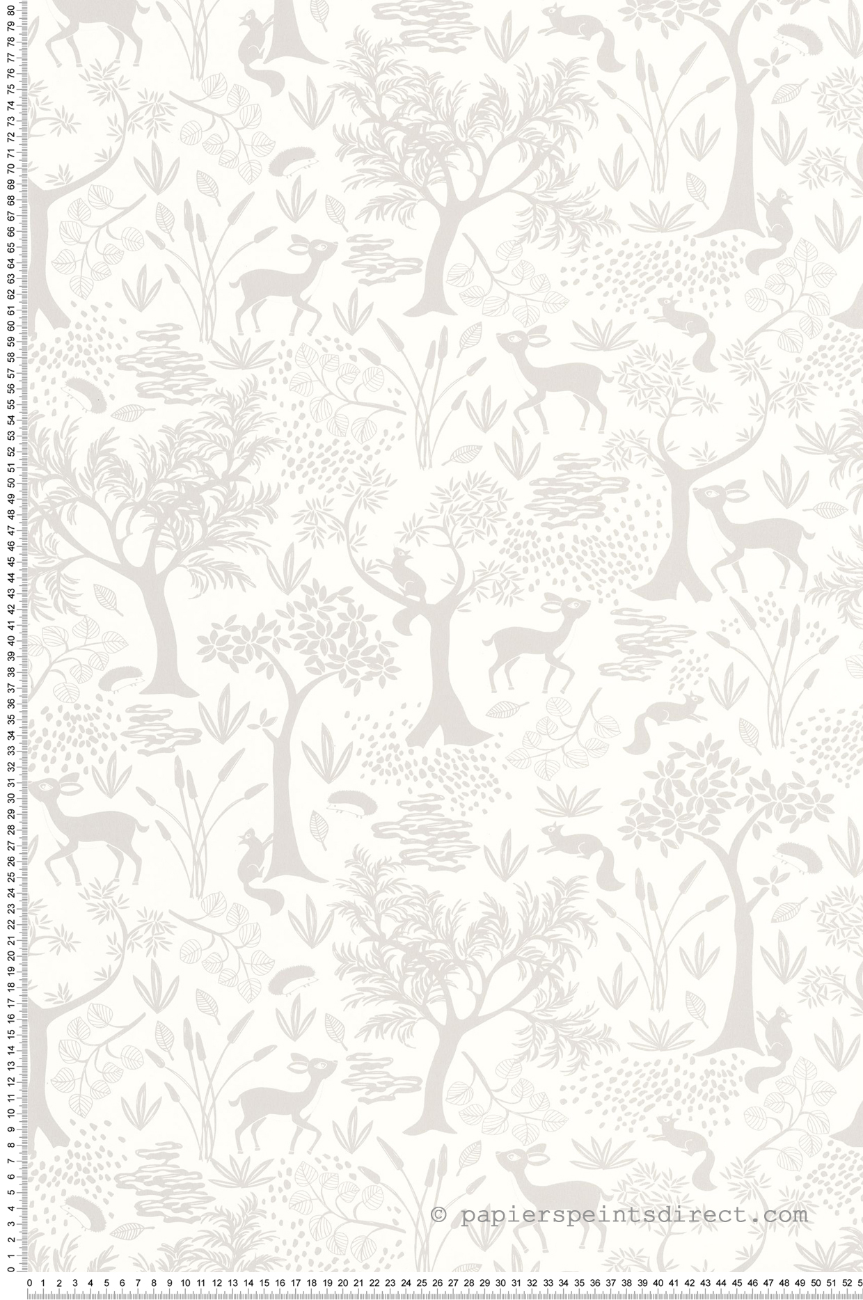 Papier peint Forêt Animaux Poetic gris - Once Upon A Time de Casadéco | Réf. OUAT88269400