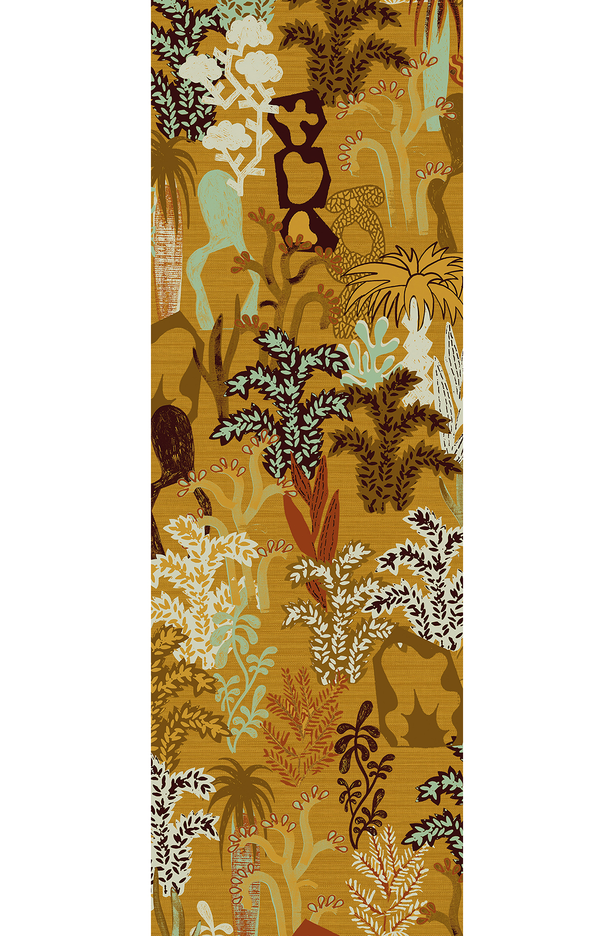 Papier peint panoramique Jungle Ethnique Baya moutarde - A H260 - Joy de Masureel | Réf. MAS-DGJOY3011-260