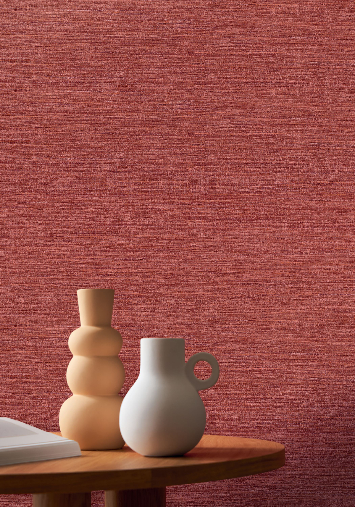 Papier peint Faux Uni Tissage Occitan grenat rosé - Terra Rossa de Casamance | Réf. CAS-76233364