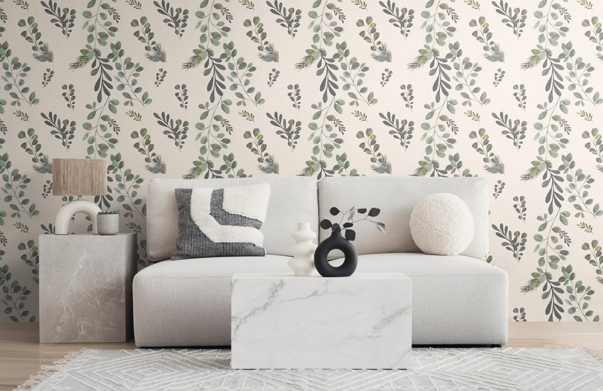 Papier peint Scandinave Feuille vert - Anna D'Andrea d'A.S. Création AMB2| Réf. AS-782211