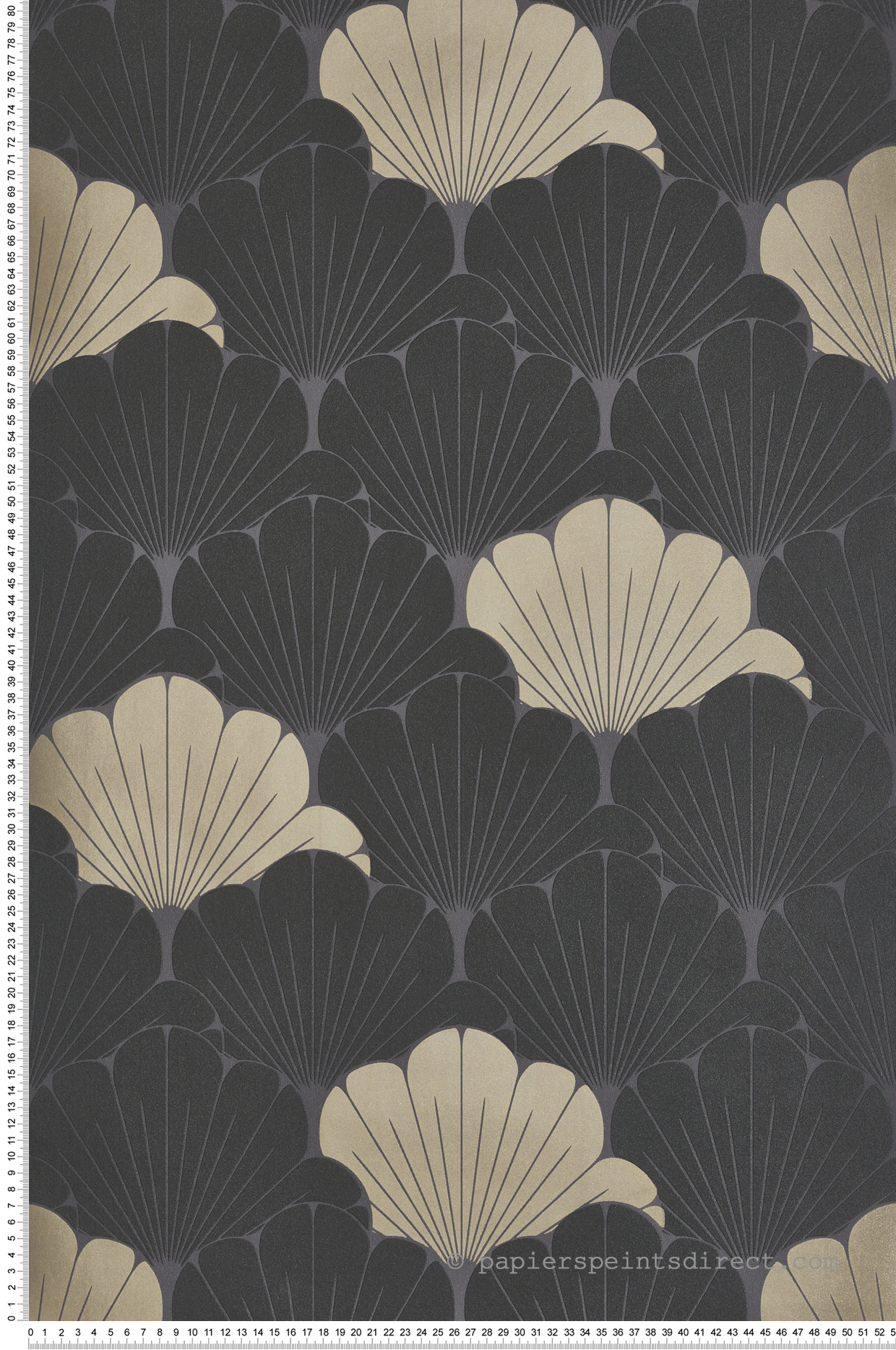 Papier Peint Ginkgo Art Déco noir doré - Elégance d'Ugépa | Réf. UGP-M64009