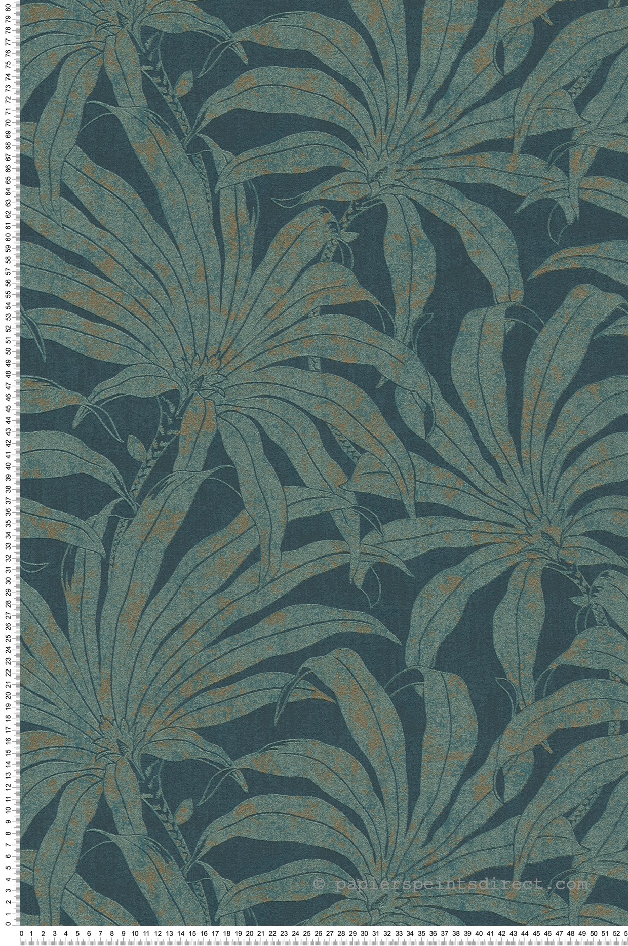 Papier peint Palmier Alizea bleu paon métallisé - Jade 2 d'A.S. Création | Réf. AS-395016