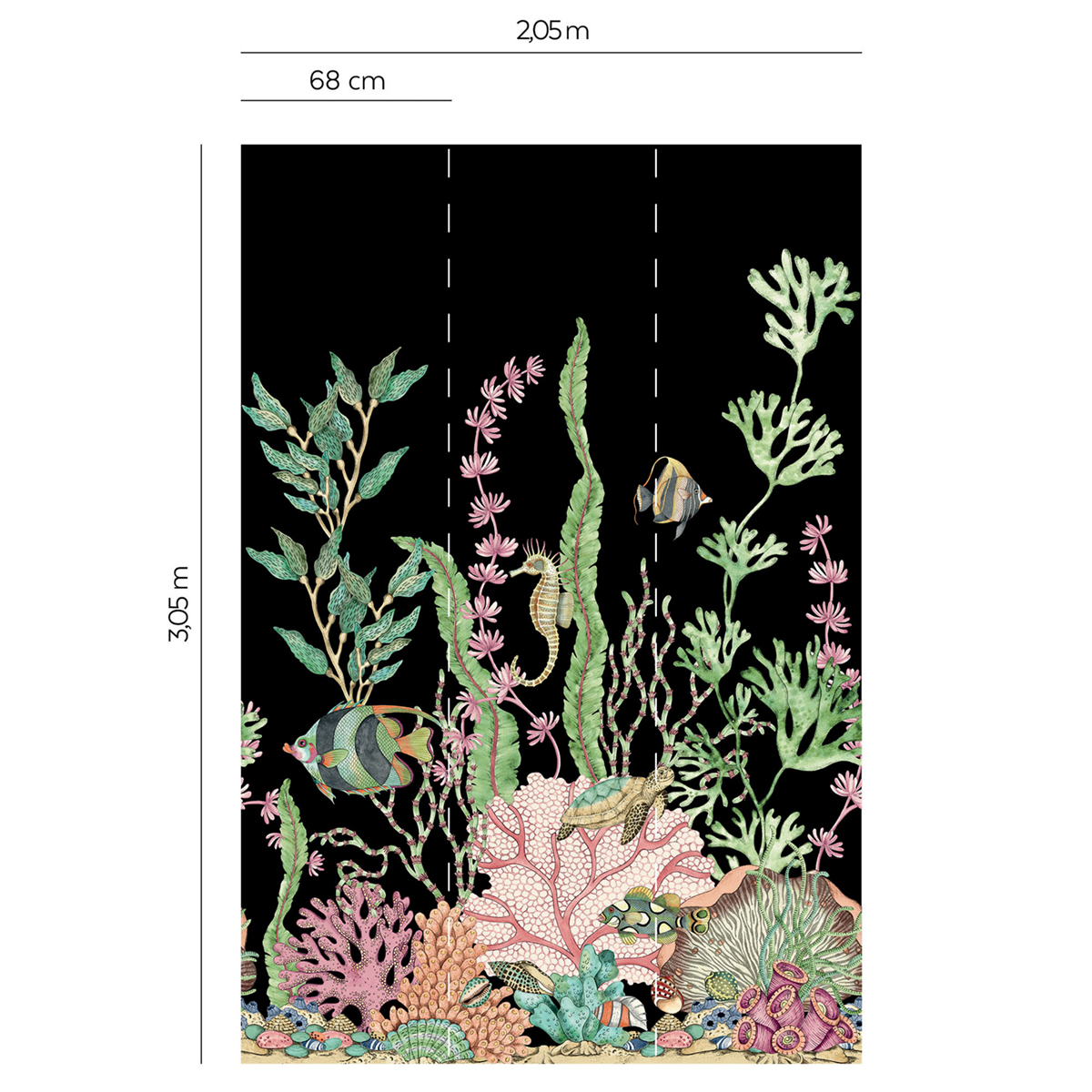 Papier peint panoramique Poisson Nautique noir - Daisy Bennett d'Initiales AMBR | Réf. INI-DB30710M