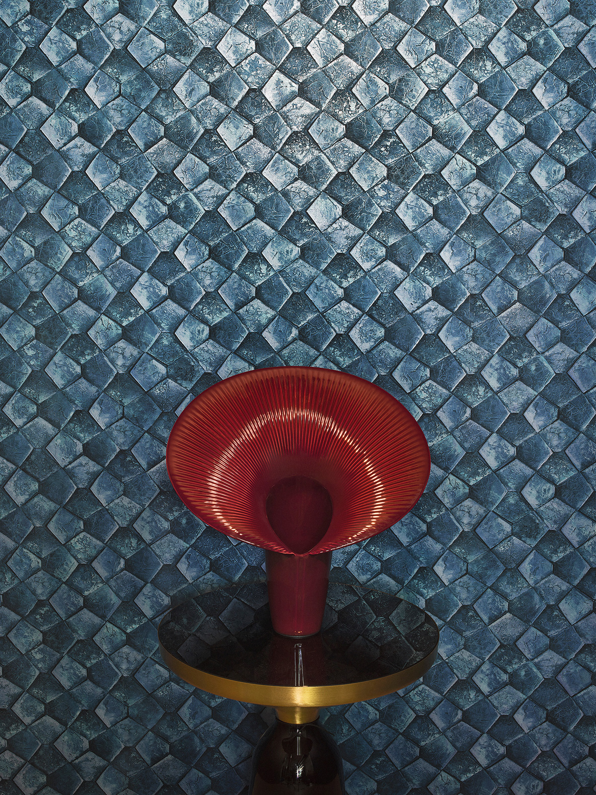 Papier peint Pierre Mur bleu métallisé - Eclectic de Montecolino | Réf. MC-34910