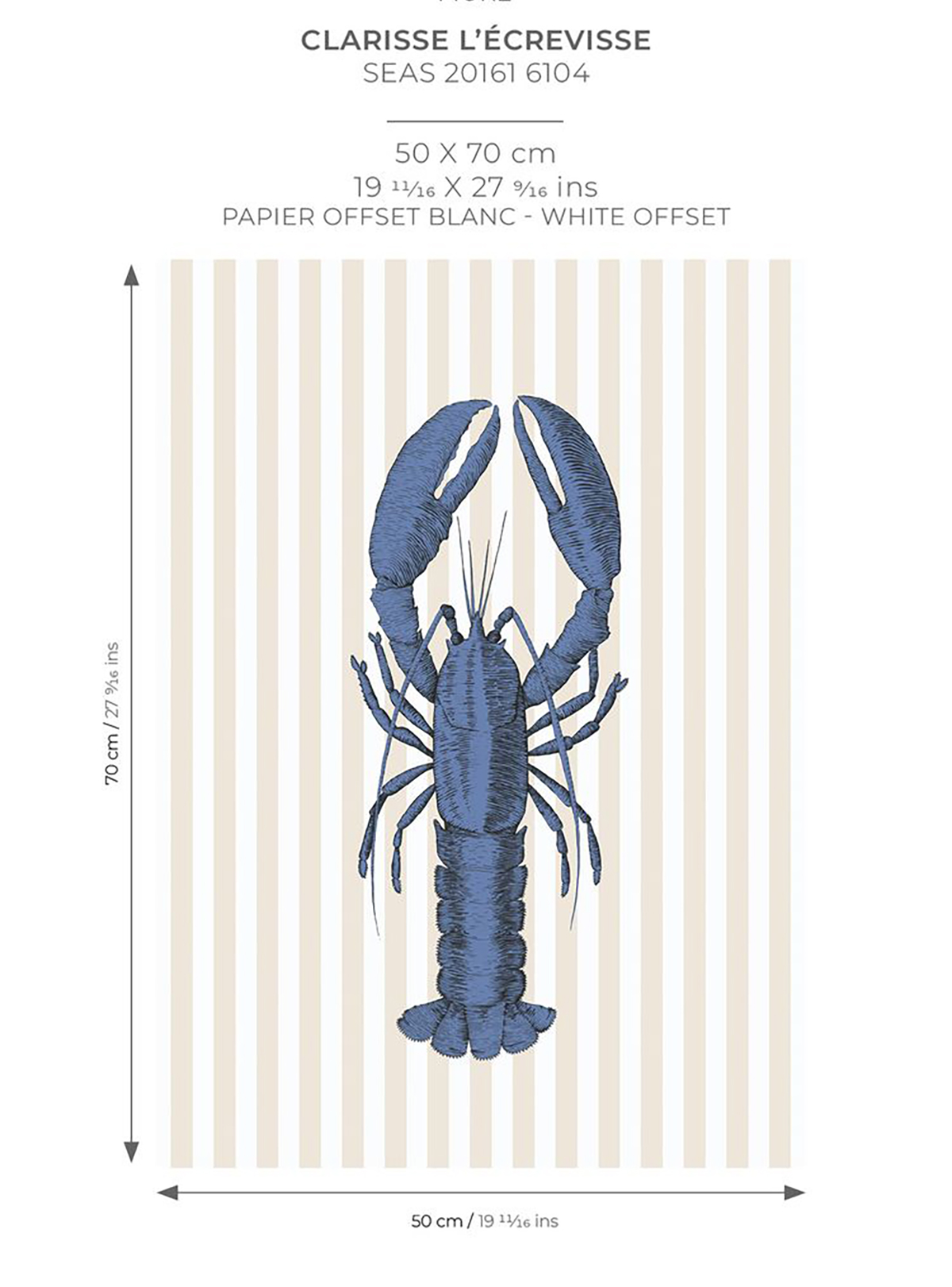 Affiche Clarisse Écrevisse 50x70 bleu - Seaside de Casadéco AMB7 | Réf. SEAS201616104