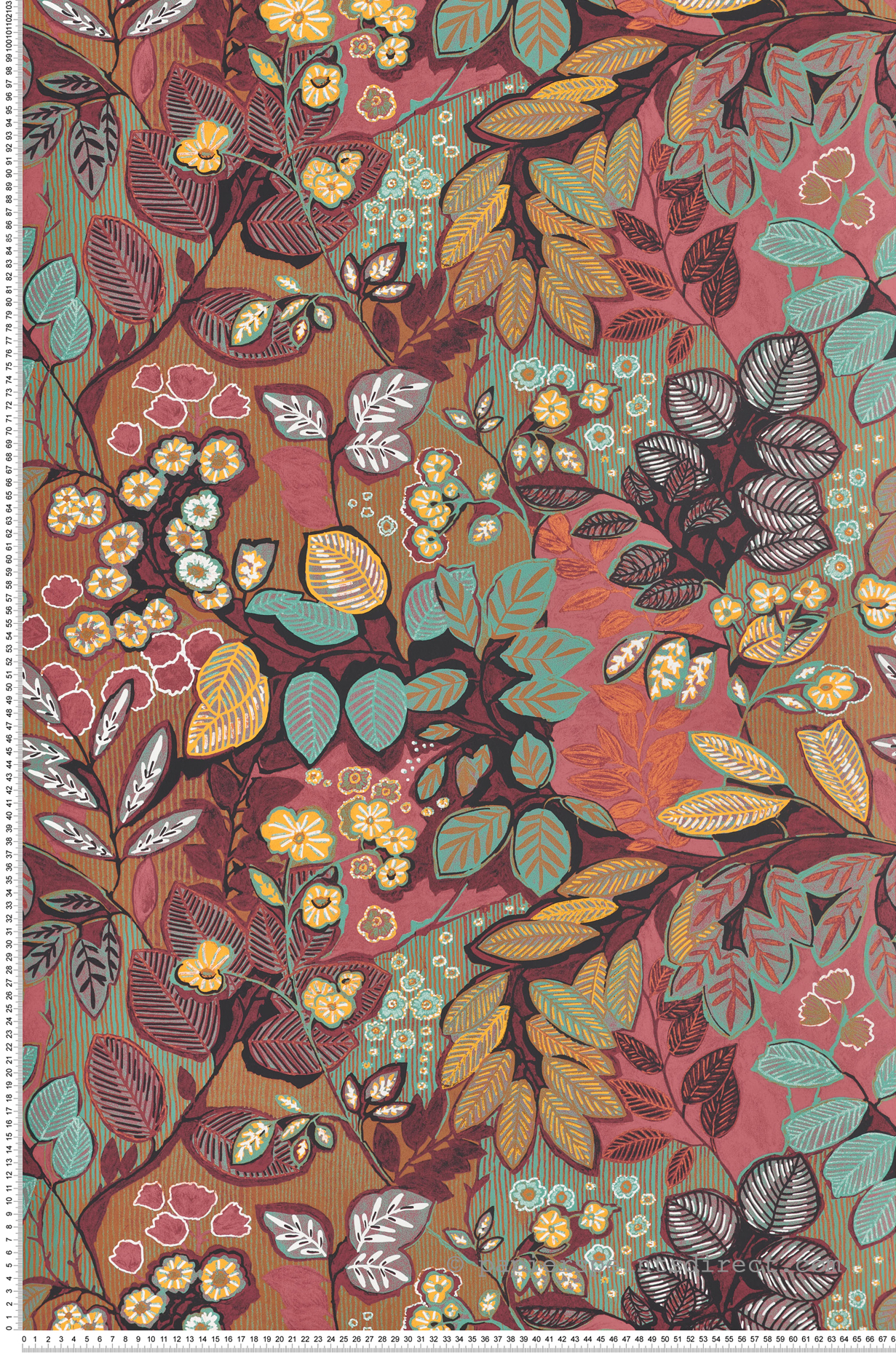 Papier peint Feuillage Belle de Nuit grenat - Eté Indien de Casamance | Réf. CAS-75090916