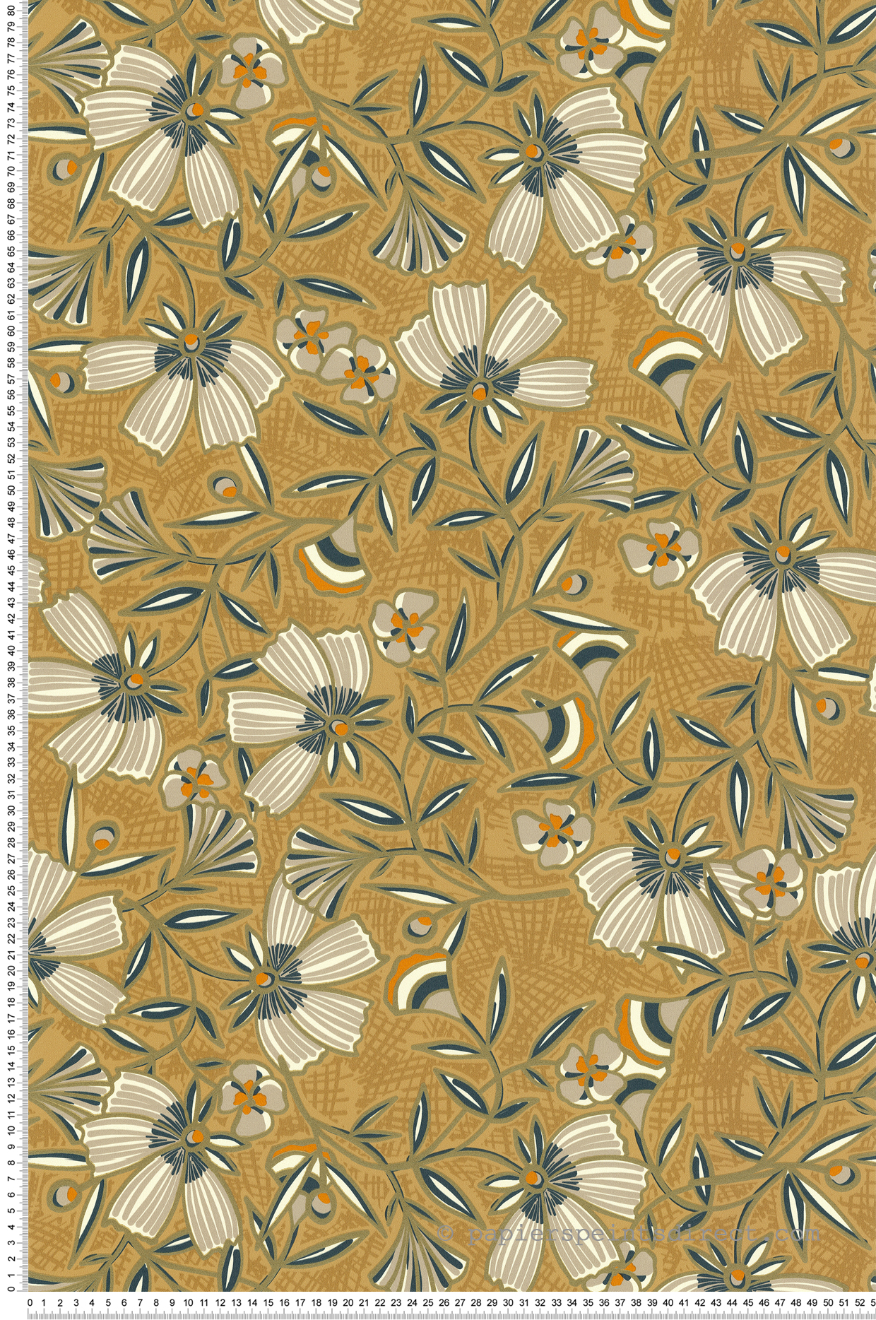 Papier peint Fleurs Folles Plumettes ocre doré - Les Essentiels de Lutèce | Réf. LTC-51235102
