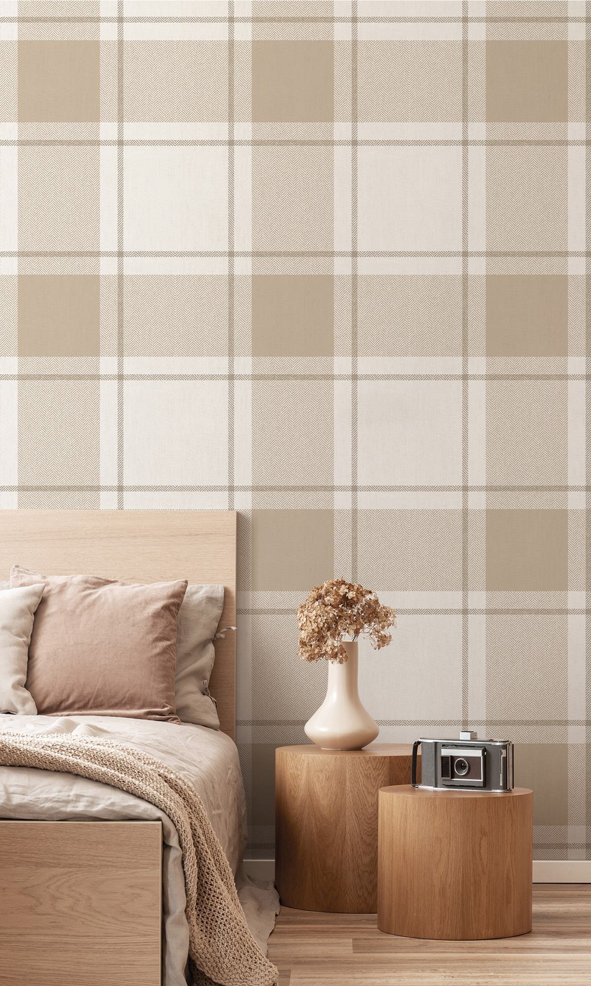 Papier peint Tartan Chevon beige - Stripes & Checks de Montecolino | Réf. MC-ST38402