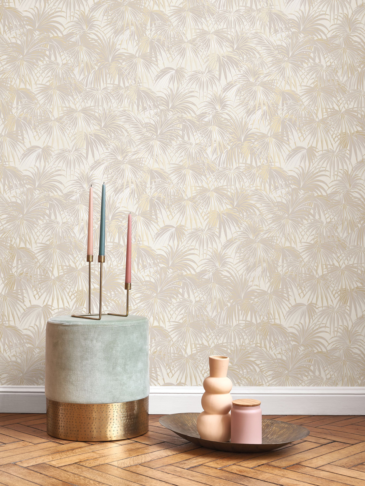 Papier peint Palmier Charleston gris doré - Twenties de Casadéco | Réf. TWNT88651303