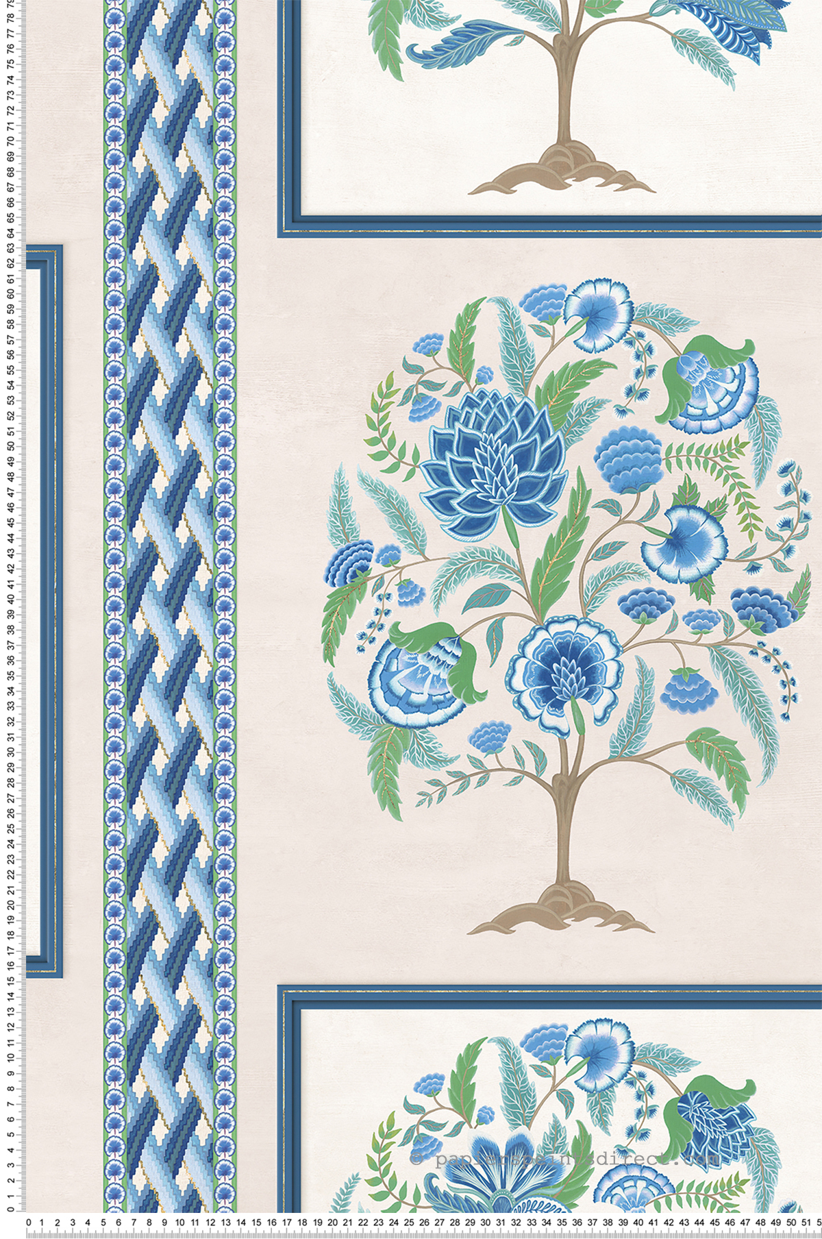 Papier peint Cadre de Fleurs Taniska bleu - Byzance d'Osborne & Little | Réf. OSB-W7906-03