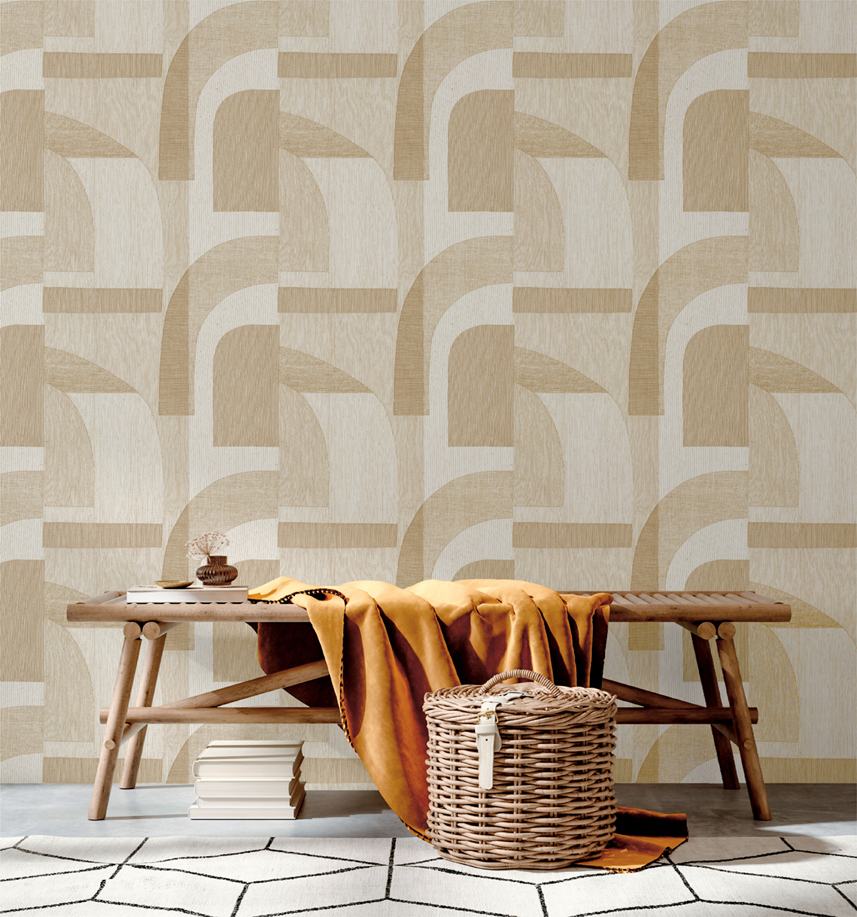 Papier peint Arche Gravure caramel - Abaca de Lutèce | Réf. LTC-51232007